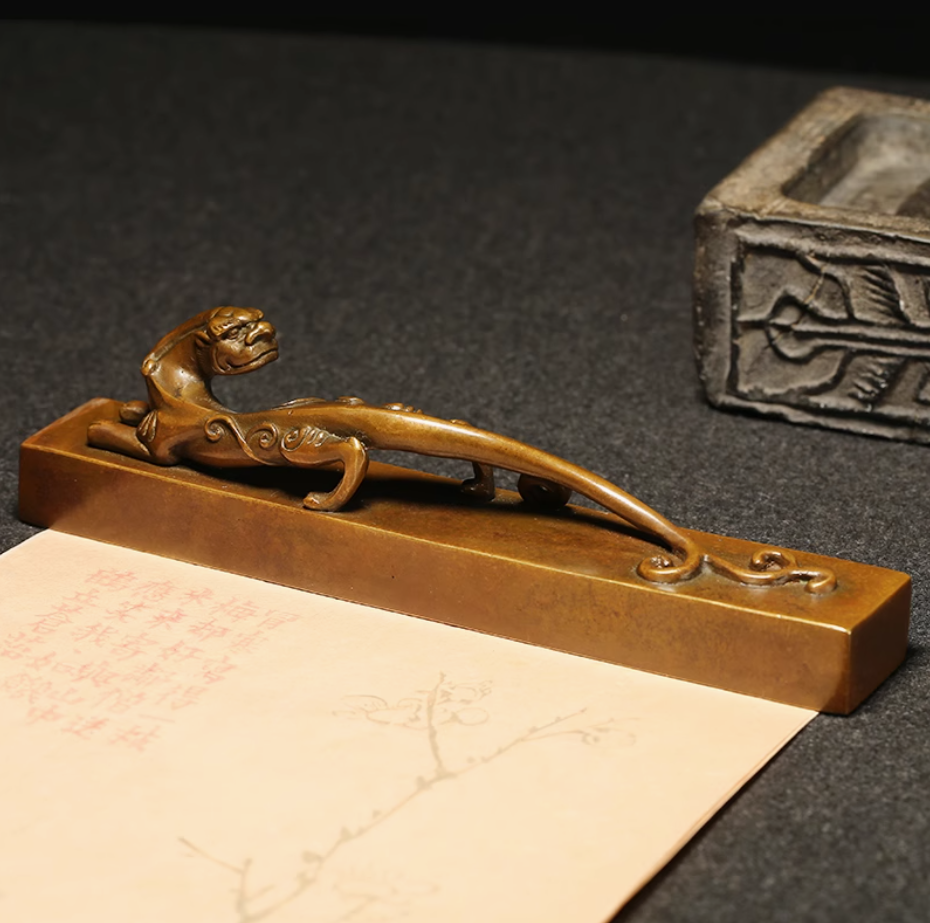 Exquisite Hanmo Brass Paperweight - Premium Gift for Elders & Scholars