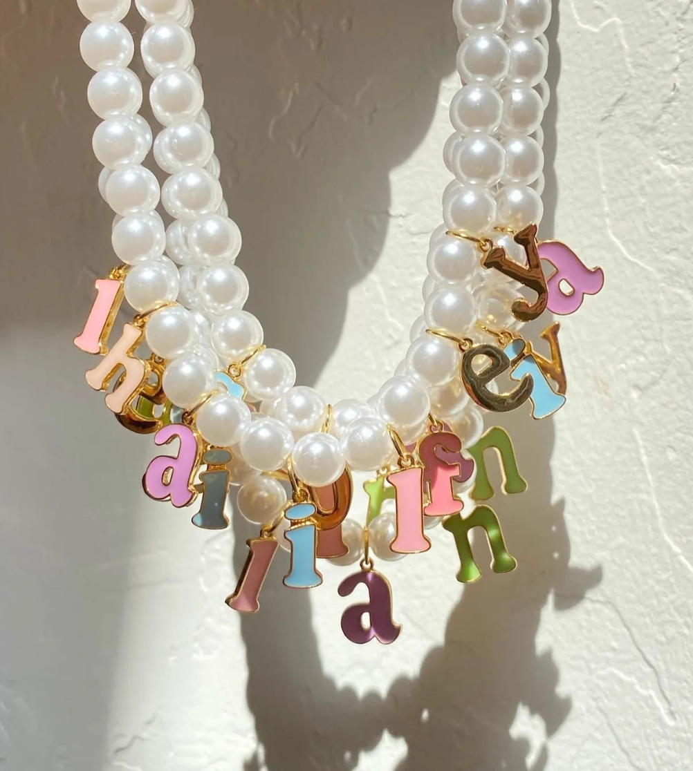 Custom Name Necklace - Personalized Mother of Pearl Jewelry by Tencoo