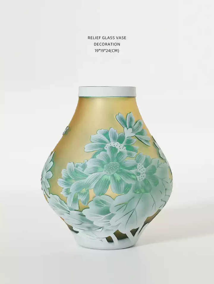 Galle Hand-Painted Glass Vase - Exquisite Hand-Blown Tabletop Decor