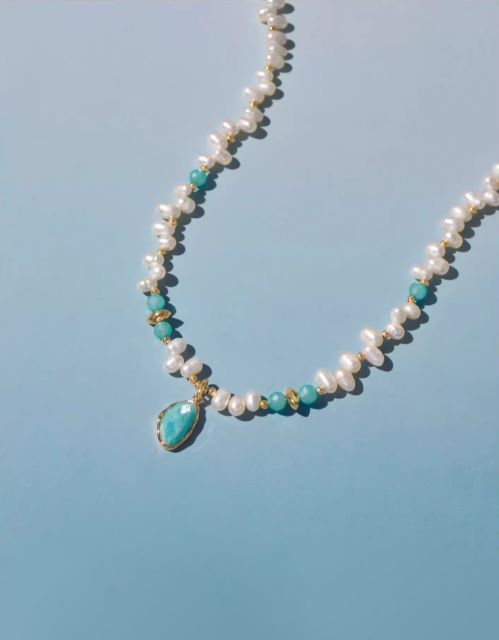 Amber Lollipop Amazonite Pendant - Stunning 2025 Summer Jewelry Collection