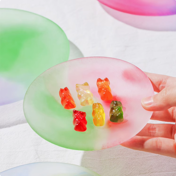 Elegant Glass Plate - Perfect 4.5-Inch Dessert Plate with Underglaze Color Design