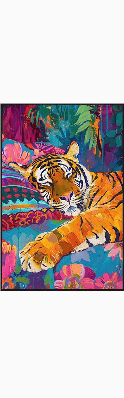 UGKK Lazy Tiger Wall Art - Premium Customizable Animal Decor for Modern Homes