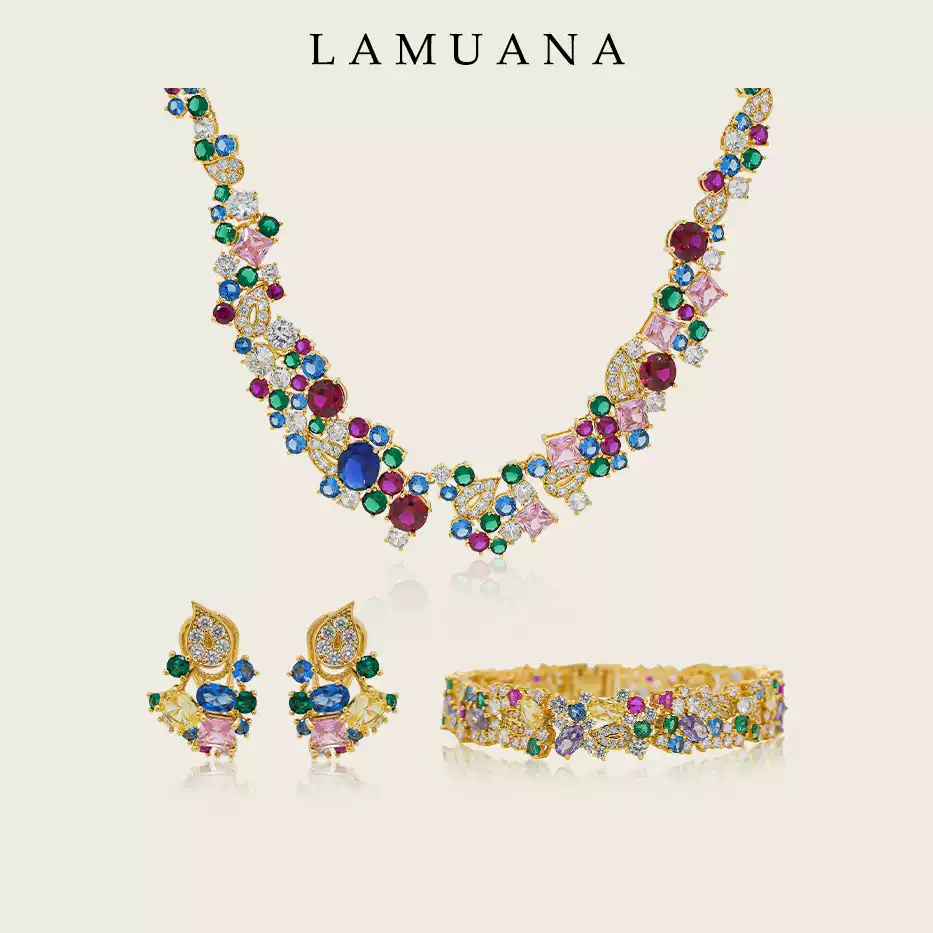 LAMUANA Party Garden Series Colored Diamond Necklace - Vintage Glamour for Modern Women