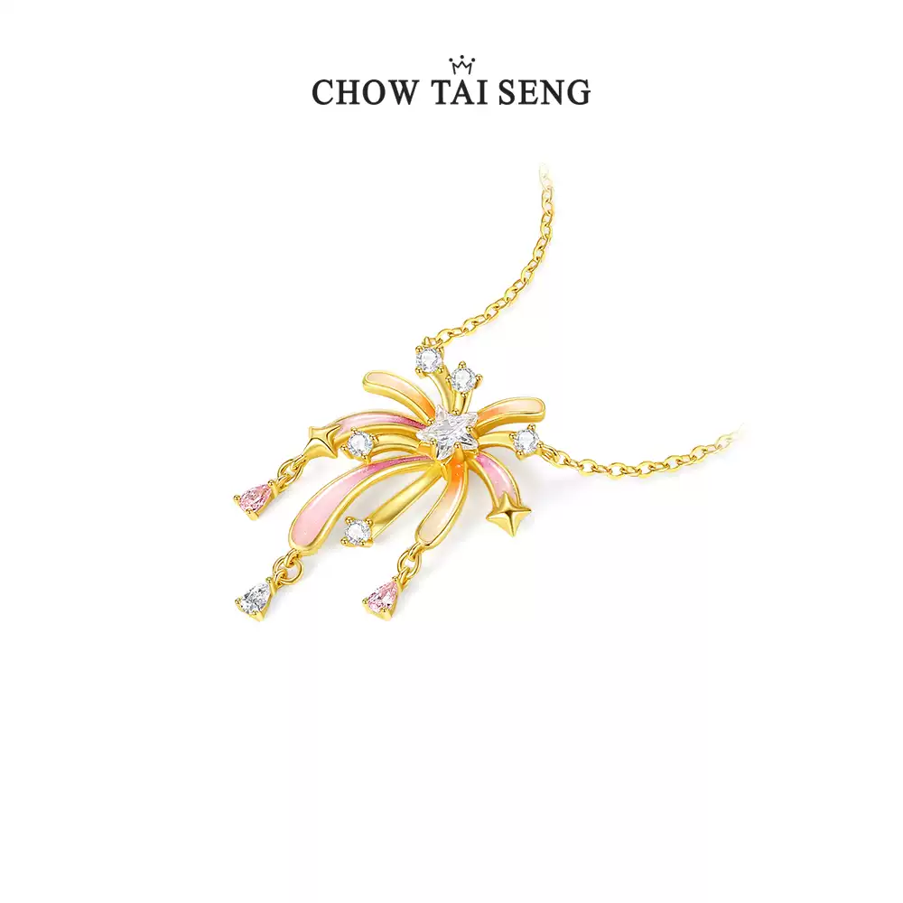 Chow Tai Seng Romantic Fireworks Necklace - A Luminescent Masterpiece of Vintage Elegance