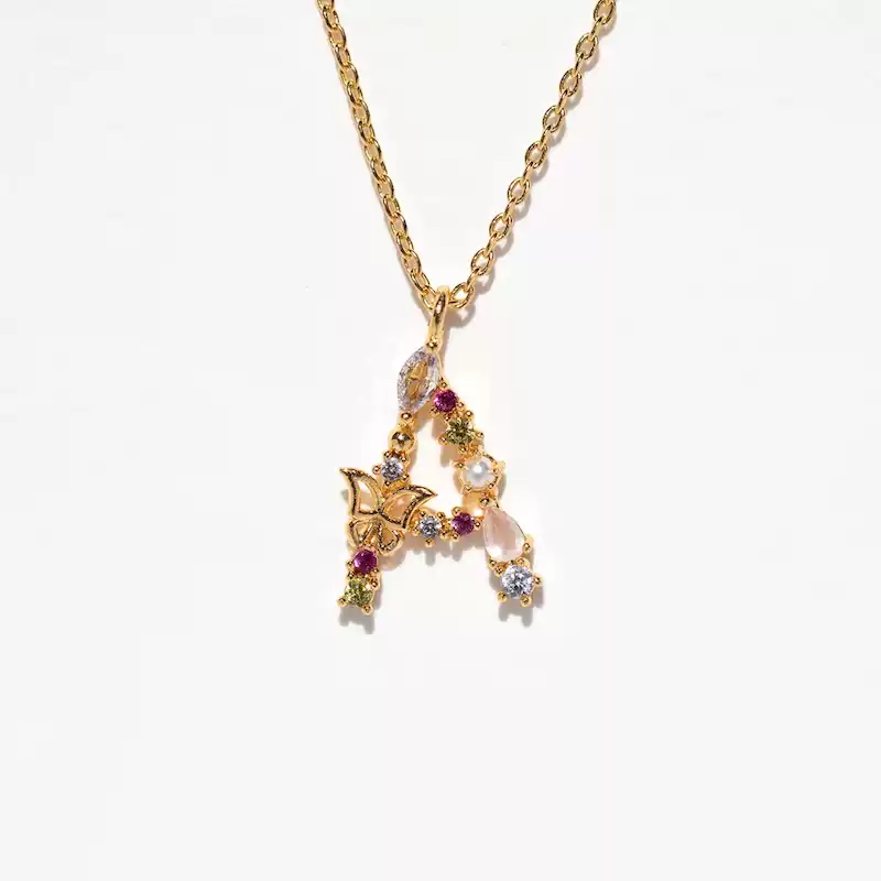 Belancier Gemstone Letter Necklace - Personalized Luxury for Every Occasion