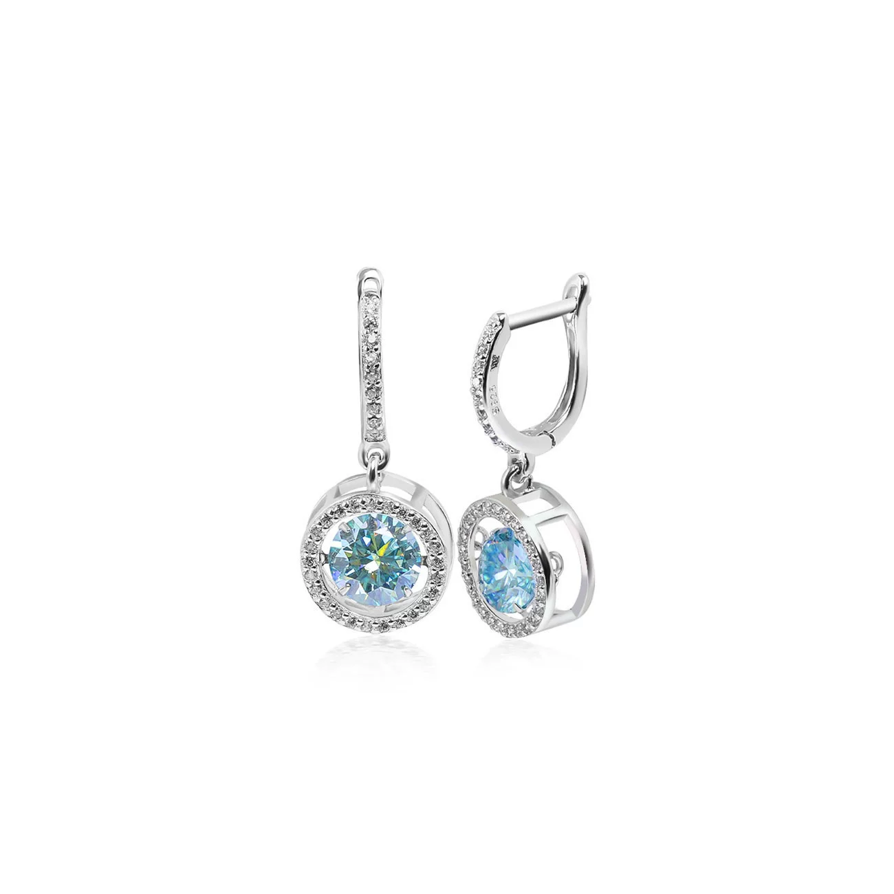WIC Ocean Heart Colored Moissanite Earrings - Dazzling Heart-Shaped Jewelry for Everyone
