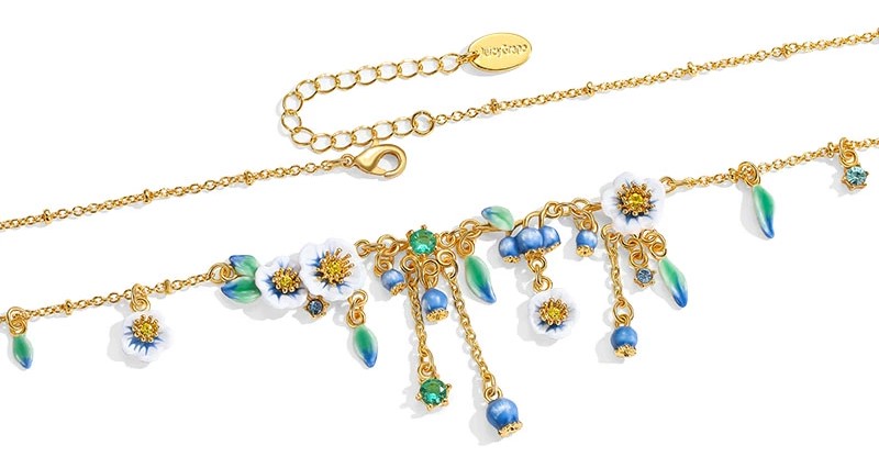 Juicy Grape Blueberry Flower Tassel Necklace - Whimsical Elegance for Every Season
