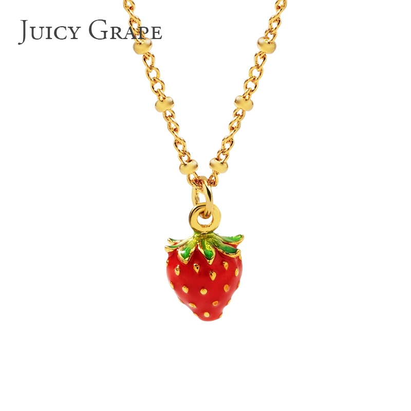 Juicy Grape Enamel Fruit Pendant Necklace - Playful Elegance for Every Outfit