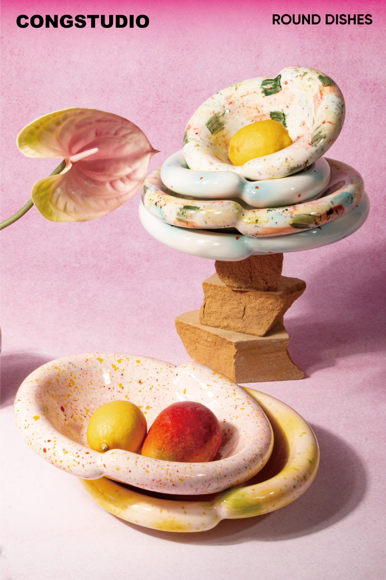 Handmade Ceramic Bowl & Plate Set - Unique Korean-Style Tableware from Jingdezhen