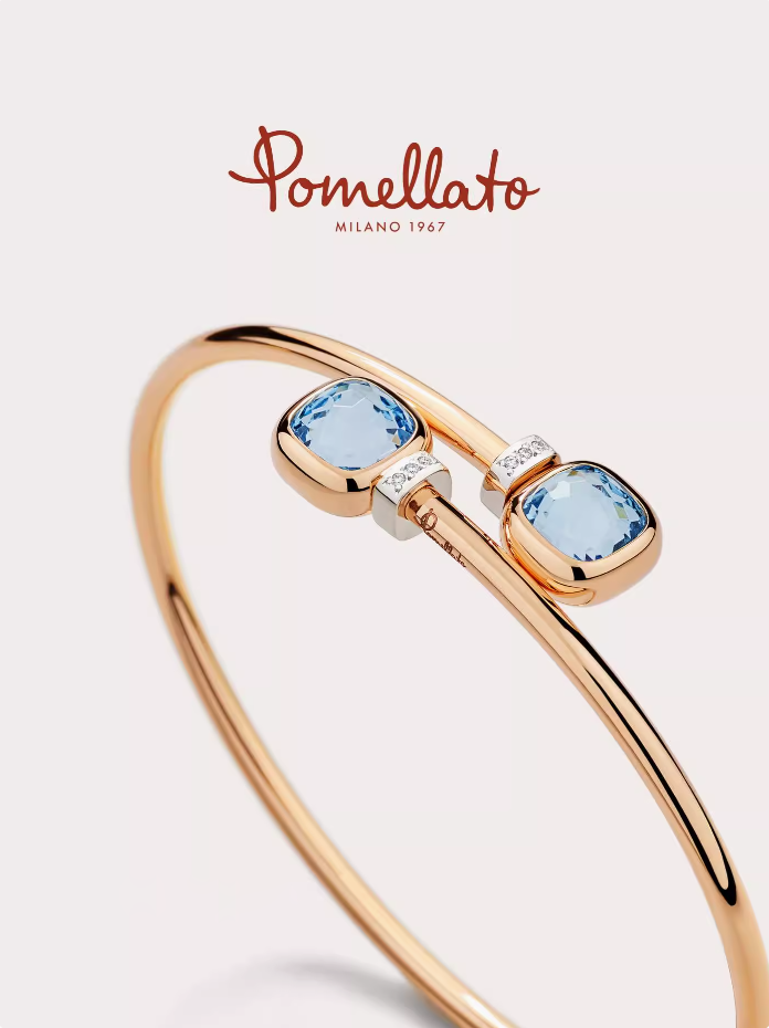 Pomellato Blue Topaz Diamond Bracelet - Elegant 18K Gold Jewelry