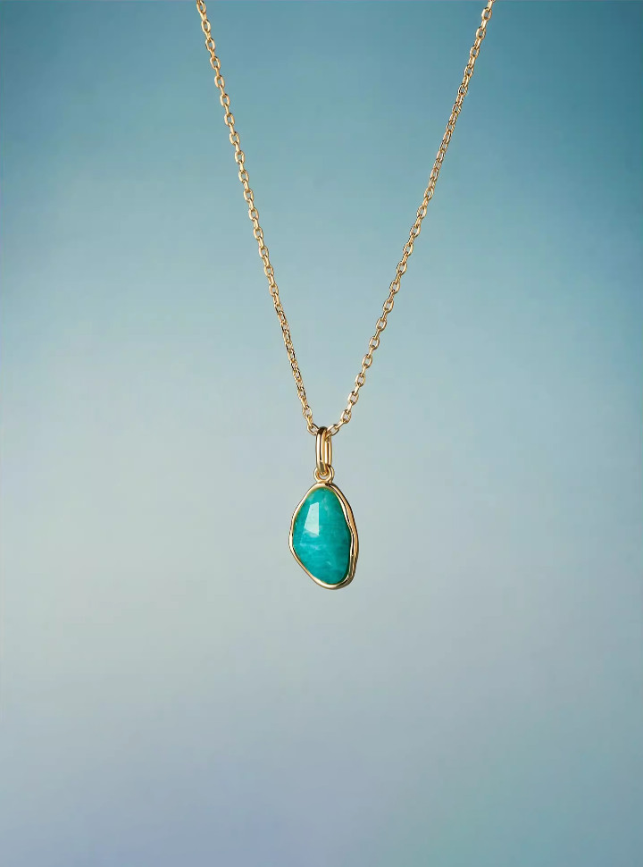 Amber Lollipop Amazonite Lightweight Necklace - Elegant Summer 2025 Jewelry Collection