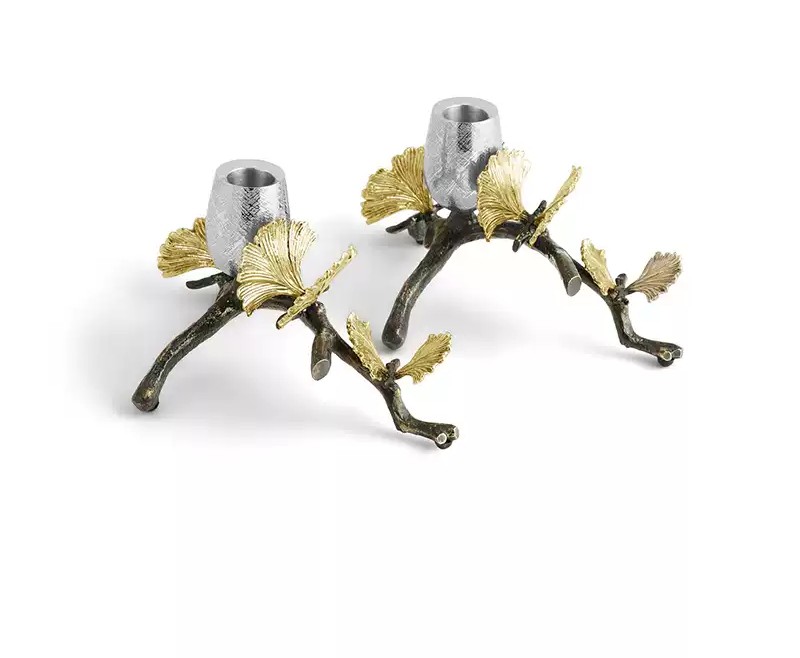 Michael Aram Butterfly Ginkgo Candle Holders - Luxury Tabletop Decor