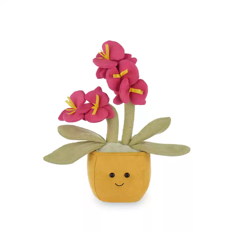 Apricot Lamb Phalaenopsis Orchid Plush Doll - Elegant Floral Stuffed Toy & Home Decor