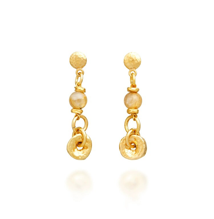 Giovanni Gold-Plated Rutile Crystal Earrings - Luxury 18K Gold Jewelry
